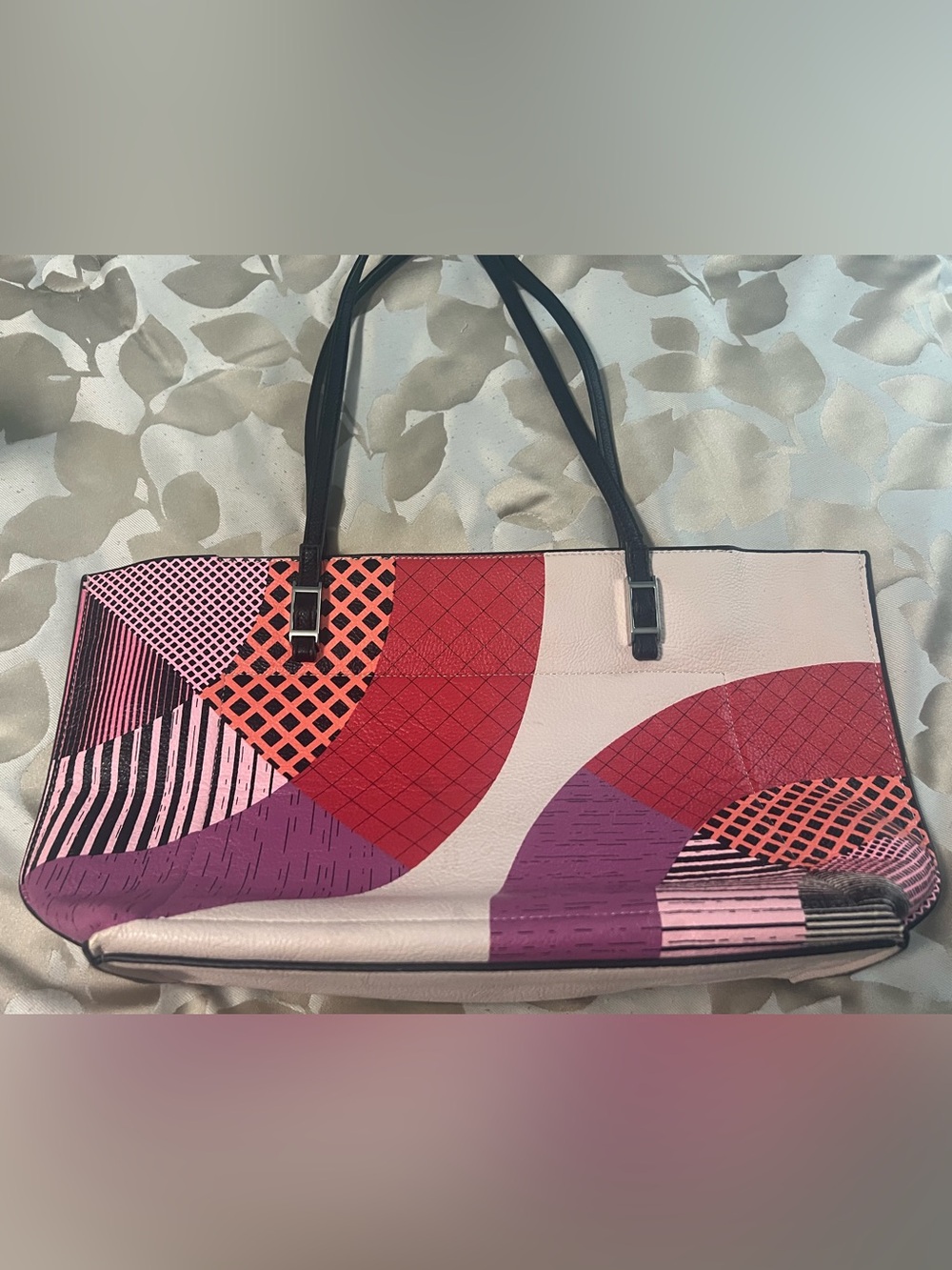 Calvin Klein Pink, Red & Purple Geometric Colorblock Tote